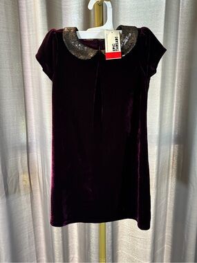 New Epic Threads Girls Dress Size 4 4t Purple Velvet A Line Sequin Collar